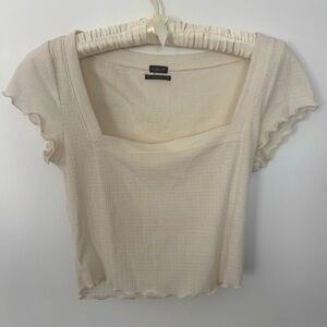 Cream Square Neck Crop Top